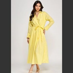 Yellow Long Sleeve Maxi Dress